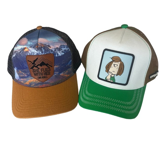NWOT Womens Hat Bundle She Flies Own Wings + Peanuts Peppermint Patty Girl Power - Picture 1 of 5